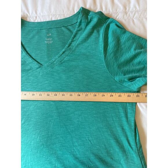 J Jill Womens 100% Pima Cotton Slub-Knit  V-neck Tee Green 3/4 Sleeves Size XL - Picture 6 of 9